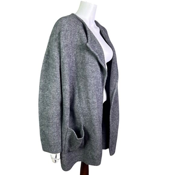 Theory sweater small cardigan cocoon oversized, gray wool natural lagenlook